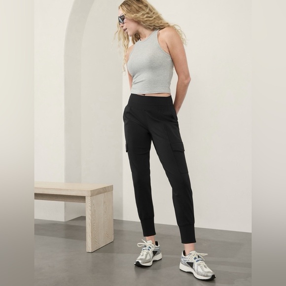 Athleta Pants - Athleta Venice Cargo Jogger - Small - high rise black stretch active pant